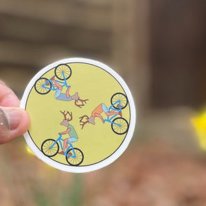 Deer On Bike Sticker